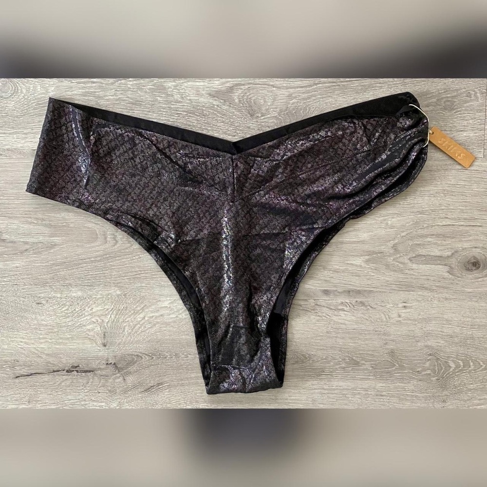 SKIMS Women's Black Shimmery Fits Everybody Brief Panty